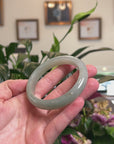 Baikalla Natural Light Oil-Green Jadeite Jade "Half Round" Bangle Bracelet (58.5mm) 