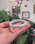 Baikalla Natural Blue-Green & Light Sajin Patch Jadeite Jade "Half Round" Bangle Bracelet (53mm) 