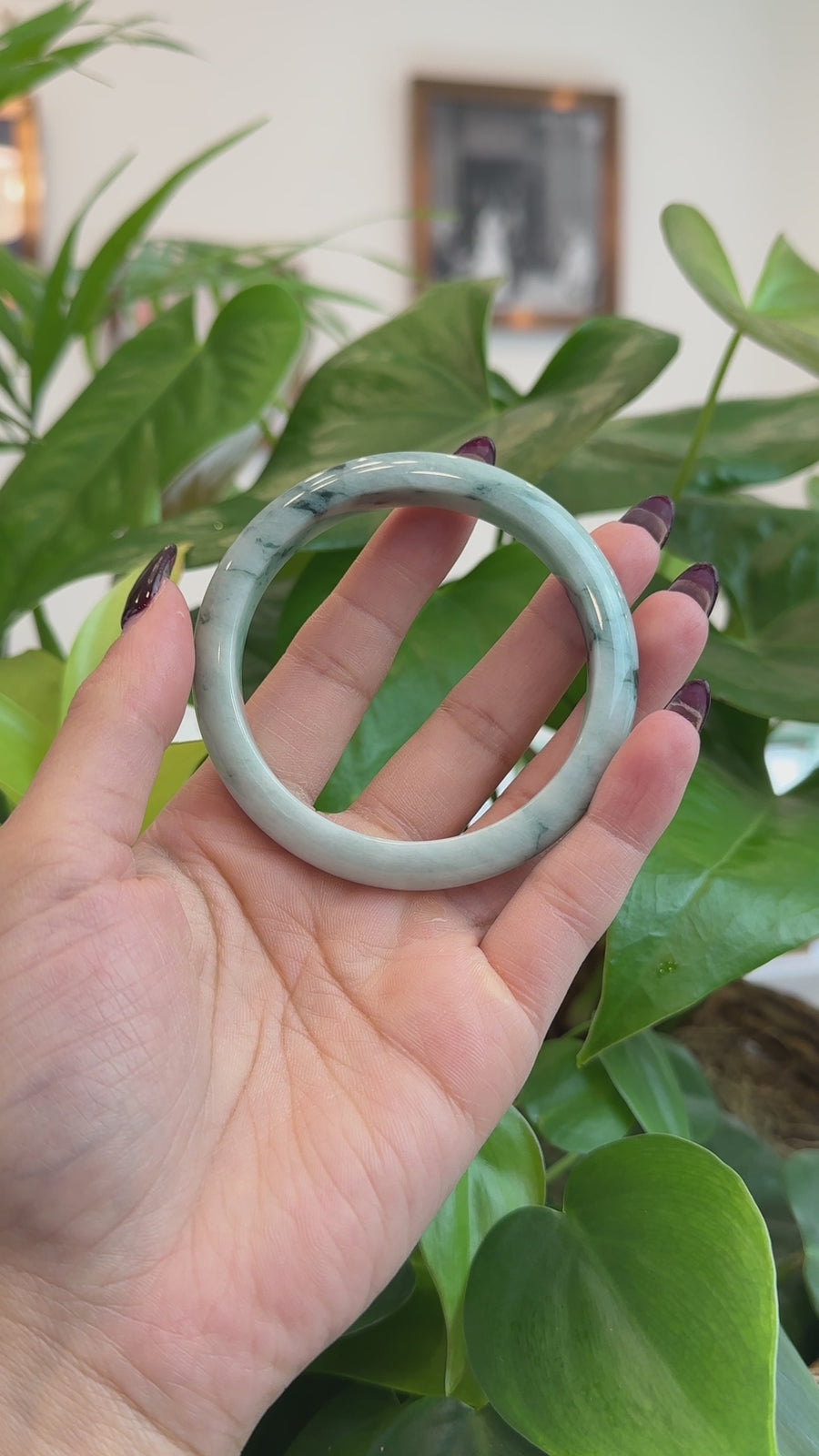 Burmese Blue-Green Jade Jadeite Bangle Bracelet (59.45 mm) T179