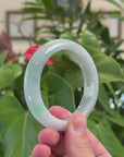 "Princess Half Round" Lavender Green Natural Jadeite Jade Bangle (54.3mm) 