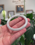 Baikalla Natural Faint Green Jadeite Jade "Petite Traditional Round" Bangle Bracelet (53.7mm) 