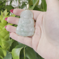 Baikalla 14k "Goddess of Compassion" Genuine Burmese Jadeite Jade Guanyin Necklace