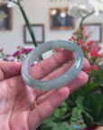 Baikalla Natural Icy Blue-Green Jadeite Jade "Half Round" Bangle Bracelet (57.3mm) 