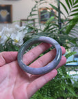 Baikalla Deep Oil-Green & Lavender Jadeite Jade "Half Round" Bangle Bracelet (59.3mm) 
