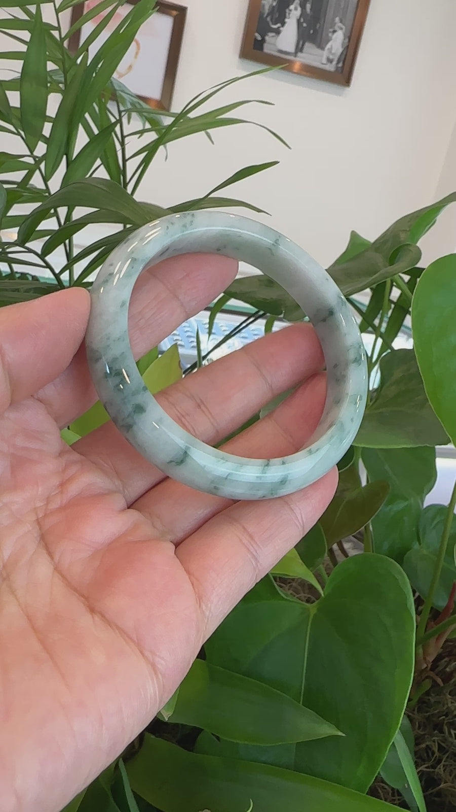 Baikalla Natural Burmese Blue-green Jadeite Jade Bangle Bracelet (59.51mm) #T080