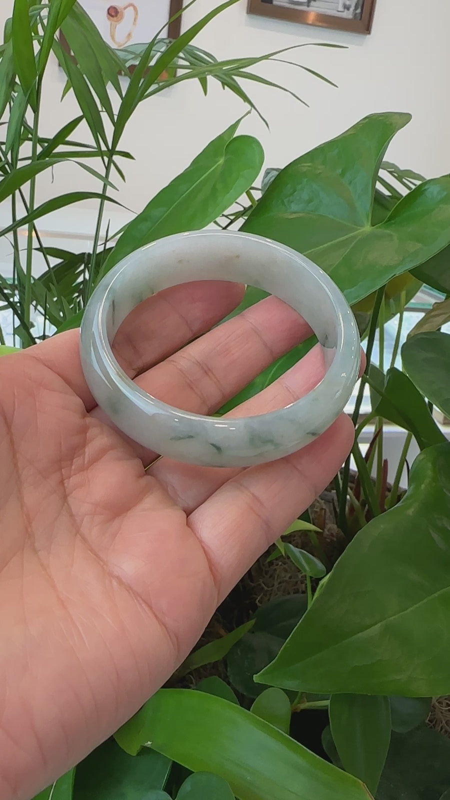 Burmese Blue-green Jade Jadeite Bangle Bracelet (58.32mm) T093