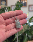 Baikalla Natural Icy Green Jadeite Jade "Lucky Bunny" Pendant W/ 14kw Gold Bail