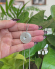Baikalla "Good Luck Button" Necklace Ice Blue-Green Jadeite Jade Lucky Ping An Kou Pendant