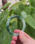 Baikalla Natural Forest Green Jadeite Jade Oval Bangle Bracelet (52.5 mm) 