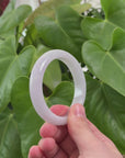 Baikalla "Half Round" Light Lavender Jadeite Jade Bangle Bracelet (54.2 mm) 