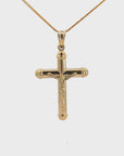 14k Yellow Gold Hallow Cross Pendant Necklace