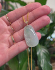 Baikalla 18K Rose Gold  "Ruyi" Natural Icy Light Green Jadeite Jade Pendant W/ Natural Diamonds