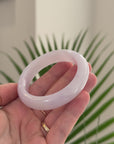 Baikalla Natural Icy Light Pink-Lavender Jadeite Jade "Half Round" Bangle Bracelet (54.3mm) 