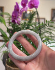 Baikalla Light Green & Wuji Jadeite Jade "Half Round" Bangle Bracelet (62.8mm) 