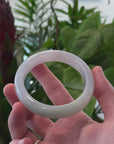 Baikalla "Half Round" Icy Light Lavender and Green Jadeite Jade Bangle Bracelet (56.57 mm) 
