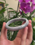 Baikalla Lavender W/ Grey Wuji Jadeite Jade "Half Round" Bangle Bracelet (62.2mm) 