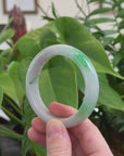 Baikalla™ "Classic Bangle" Natural Jadeite Jade Intense Green Flower Bangle Bracelet (53.3mm)