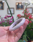 Baikalla Cherry Blossom Carving Natural Light Lavender Jadeite Jade "Half Round" Bangle Bracelet (58.4mm) 