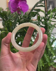 Baikalla Icy Light Yellow "Traditional Round" Jadeite Jade Bangle Bracelet (59.5mm) 