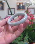 Baikalla Natural Light Blue-Green Jadeite Jade "Half Round" Bangle Bracelet (56.3mm) 