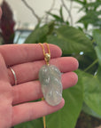 Genuine Ice Green Jadeite Jade Jin Zhi Yu Ye (Leaf) Necklace