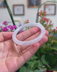 Baikalla Natural Icy Faint Lavender "Traditional Round" Jadeite Jade Bangle Bracelet (54.6mm) 