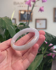 Baikalla Natural Light Lavender Green & Sajin Jadeite Jade "Half Round" Bangle Bracelet (53.5mm) 