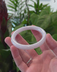 Baikalla "Full Round" Petite Icy Lavender Jadeite Jade Bangle Bracelet (52.97mm) 