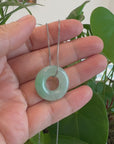 Baikalla "Good Luck Button" Necklace Green Jadeite Jade Pendant For Men