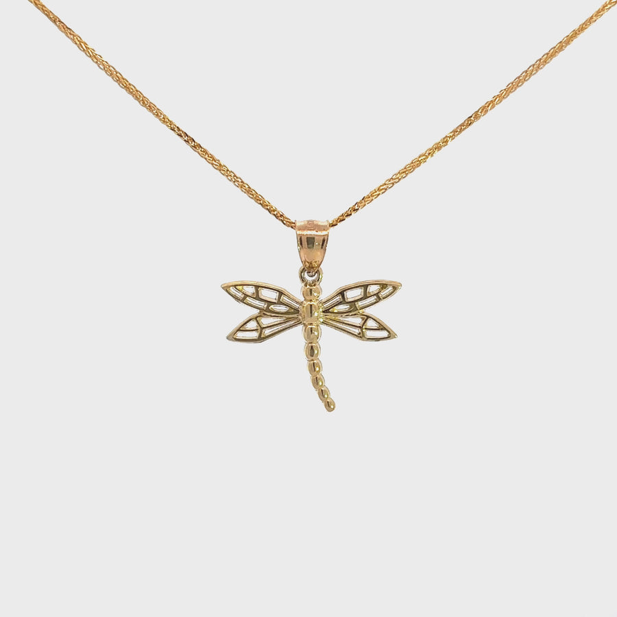 Baikalla 14k Yellow Gold Dragonfly Pendant Necklace