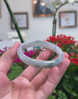 Baikalla Natural Icy Blue-Green Flower Jadeite Jade "Oval" Bangle Bracelet (55.6mm) 
