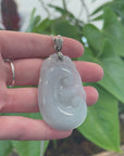 Genuine Lavender Jadeite Jade Ru Yi Pendant Necklace With Sterling Silver Bail