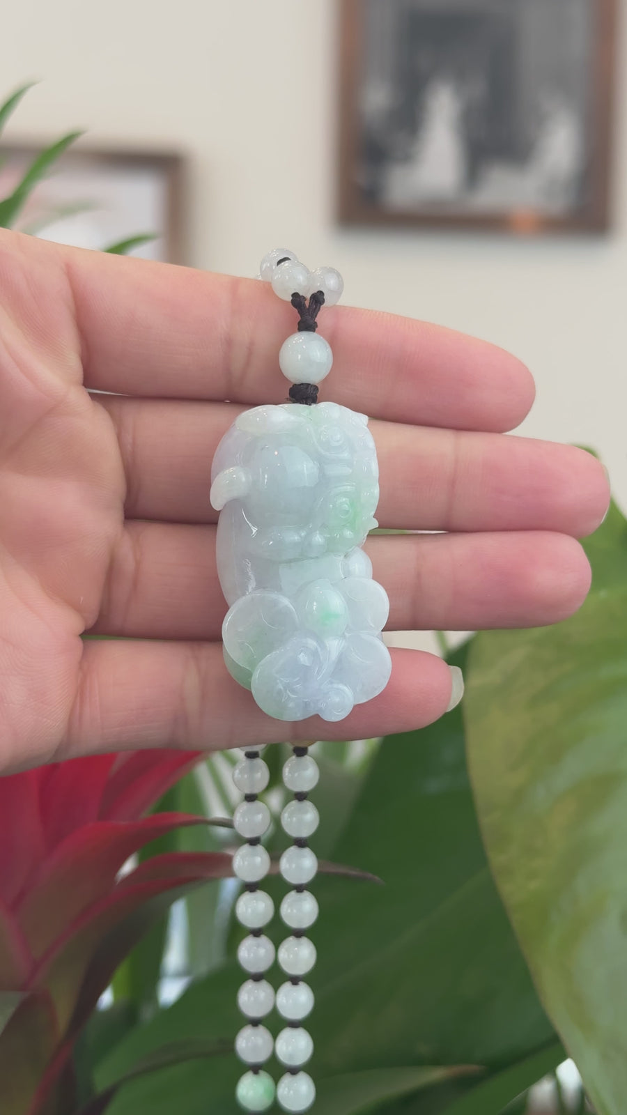 Baikalla™ Pi Xiu Genuine Burmese Lavender Green Jadeite Jade PiXiu Pendant Necklace (FengShui Lucky)