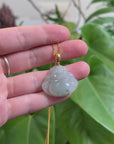 Burmese Ice Blue Green Jadeite Jade Happy Buddha Necklace With 18K Gold Bail
