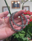 Baikalla Black & Grey Wuji Genuine Jadeite Jade Round Bead Bracelet (6.5mm)