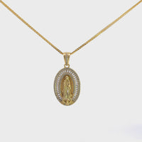 Sterling Silver Gold Plated Virgin Mary Moissanite Charm Necklace