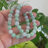 Natural Jadeite Jade Round Green Beads Bracelet ( 9.5 mm )