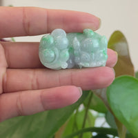 Genuine Burmese Lavender Green Jadeite Jade PiXiu Pendant Necklace