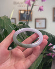 Baikalla Natural Icy Light Lavender & Oil-Green Jadeite Jade "Traditional Round" Bangle Bracelet (53.9mm) 