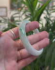 Baikalla Natural High End Icy Green Flower & Lavender Jadeite Jade Bangle Bracelet (57.6mm) 