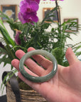Baikalla Oil-Green Jadeite Jade "Half Round" Bangle Bracelet (58.9mm) 