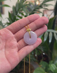 Baikalla Lavender Ping An Kou (Good Luck Button) Jadeite Jade Pendant W/ 18K Yellow Gold "RuYi" Bail