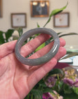 Baikalla Natural Deep Oil-Green & Lavender Jadeite Jade "Half Round" Bangle Bracelet (59.5mm) 