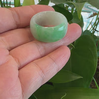 Baikalla Genuine Burmese Blue-green Jadeite Jade Men's Band Ring
