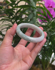 Baikalla Light Blue-Green Flower Jadeite Jade "Half Round" Bangle Bracelet (56.4mm) 