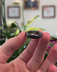 Baikalla Natural Black Wuji Jadeite Jade Traditional Ring 