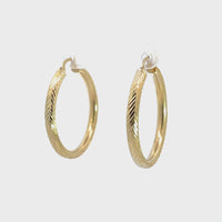 Baikalla 10k Gold Hallow Dangle Diamond Cut Hoop Earrings