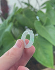 Baikalla Icy Apple-Green Burmese Jadeite Jade Traditional Ring 
