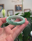 Baikalla Natural Apple-Green Jadeite Jade "Half Round" Bangle Bracelet (53mm) 