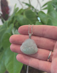 Natural Jadeite Jade Buddha Necklace With Gold Diamond Bail